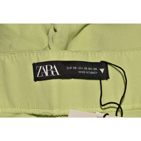 ZARA NEW $70 Light Green High Waist Wide Leg Pant Viscose Cotton Linen XS - Picture 3 of 3